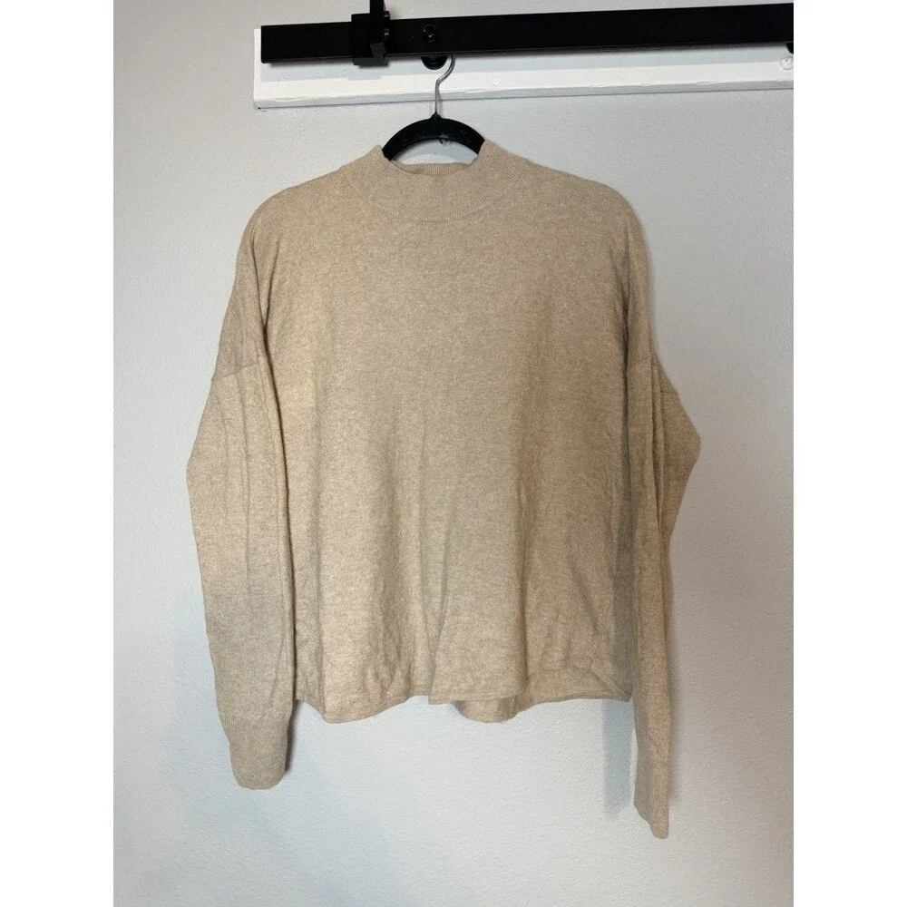 Madewell Ashbury Mockneck Sweater XL Tan Heather Hazelwood Minimalist Capsule